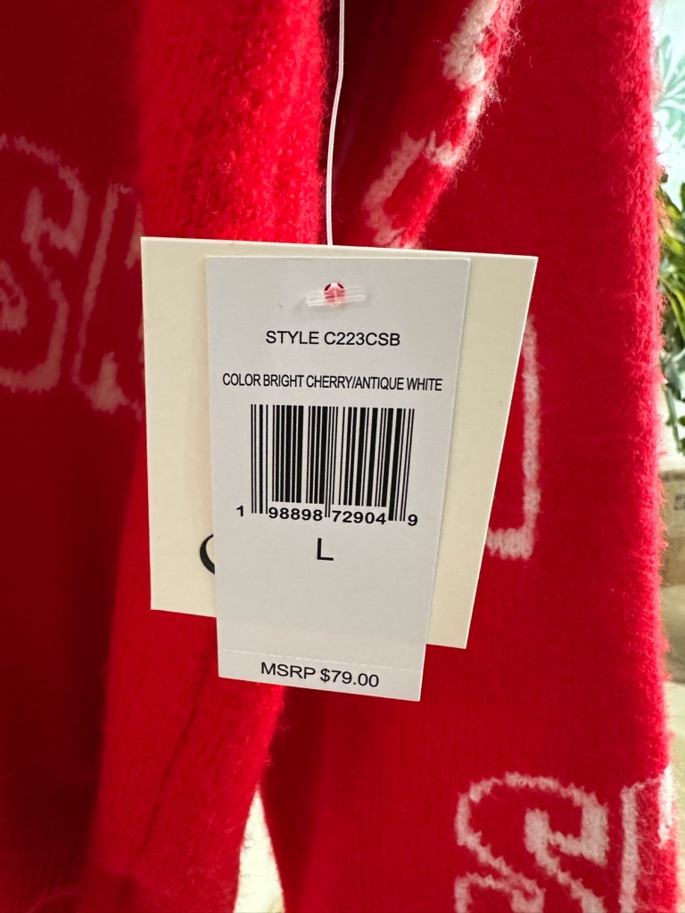 Cece Red SKI Crewneck Sweater - Women's Cozy Winter Pullover Size L - Picture 3 of 9